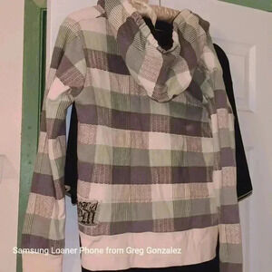 Volcom Youth Unisex XL Ashes Plaid Zip Fleece Skater Drawstring Hoodie